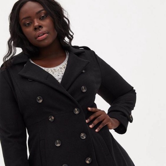 Torrid Black Fit And Flare Military Coat Size 5X - Picture 2 of 6